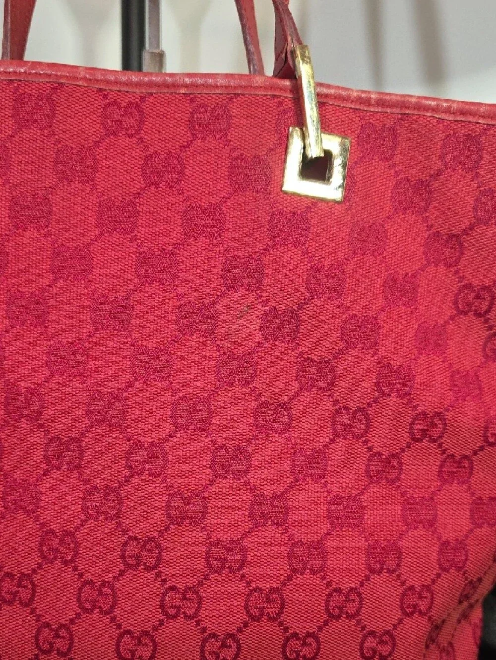 Gucci Red GG Monogram Tote